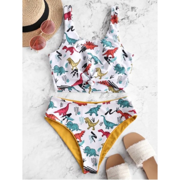 Zaful Other - 👙2/$30 Zaful Reversible Dinosaur Knot Tankini S/4
